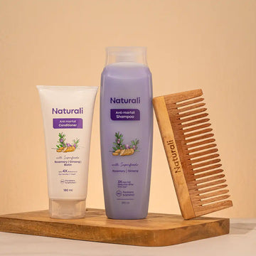 Naturali Anti-Hairfall Essentials - Shampoo + Conditioner + Wooden comb