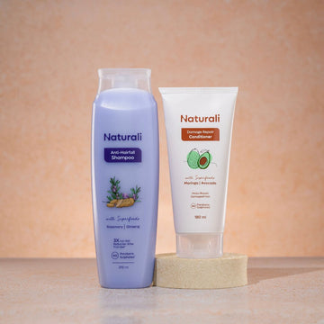 Naturali Anti-Hairfall Shampoo + Damage Repair Conditioner | With Rosemary, Korean Ginseng and Biotin