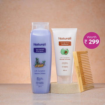Naturali Anti-Hairfall Shampoo + Damage Repair Conditioner + Wooden Neem Comb