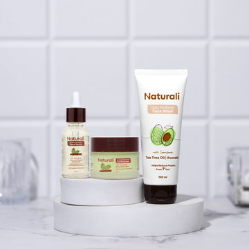Naturali Acne Care Routine - Daily Purifying Face Wash + Acne & Oil Control Serum + Acne & Oil Control Moisturiser (Acne Range))