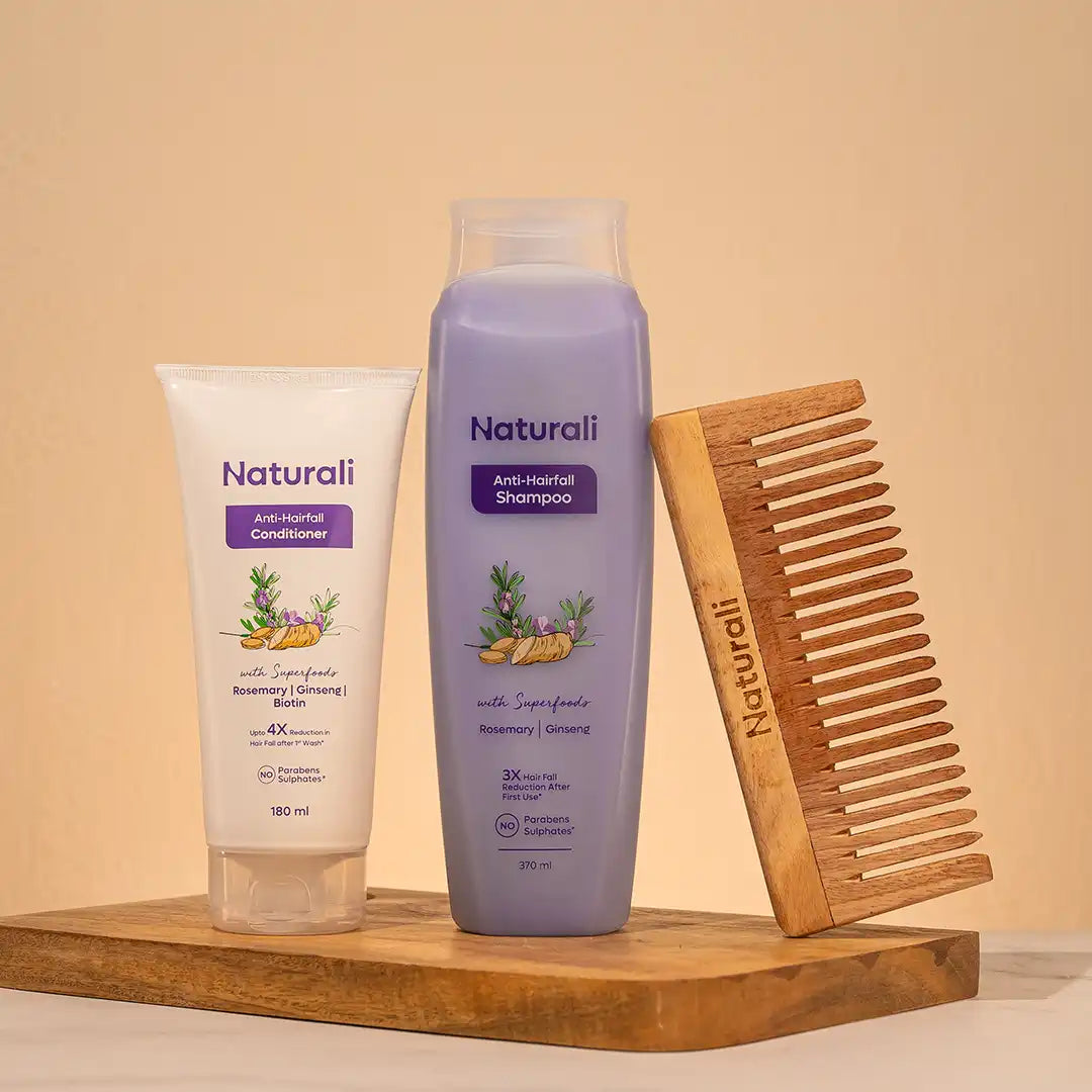 Naturali Anti-Hairfall Essentials  - Shampoo +  Conditioner + Wooden comb