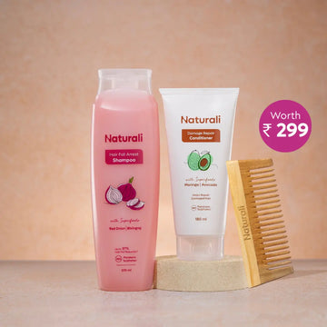 Naturali Hairfall Arrest Shampoo + Hairfall Arrest Conditioner + Organic Wooden Neem Comb