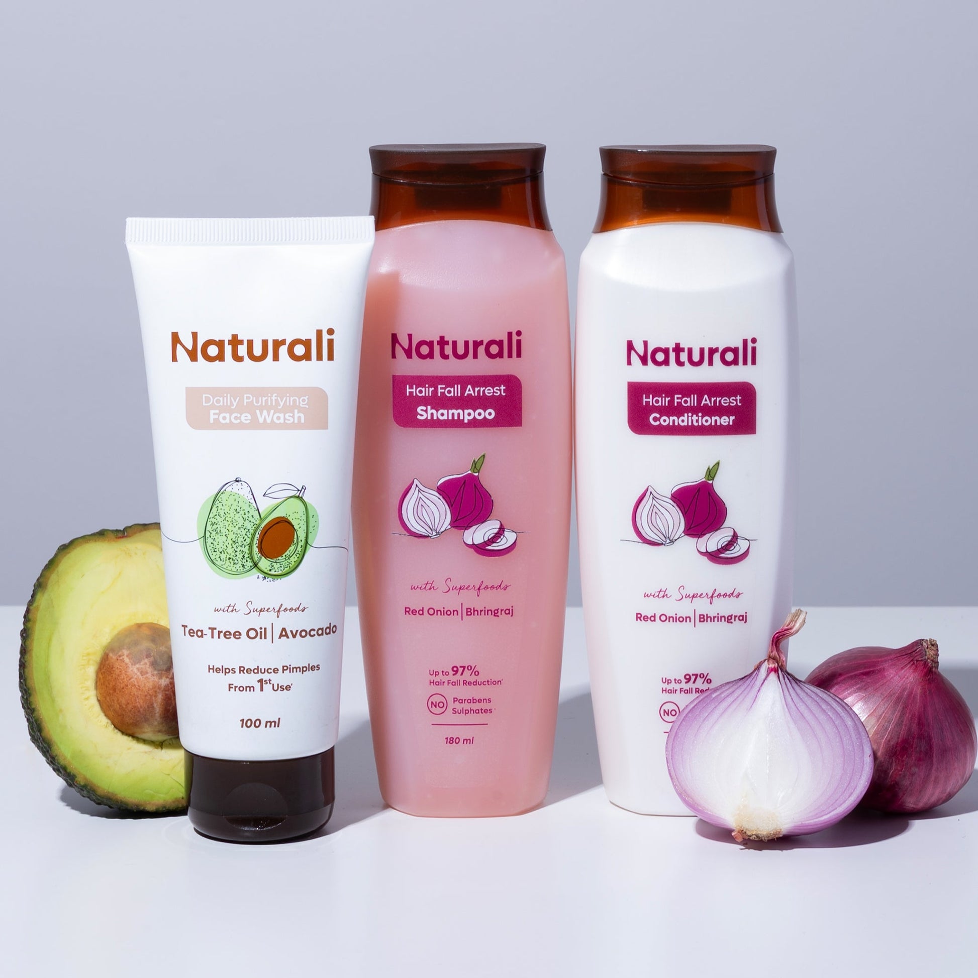Naturali Hair Fall Arrest Shampoo + Hair Fall Arrest Conditioner + Daily Purifying Face Wash