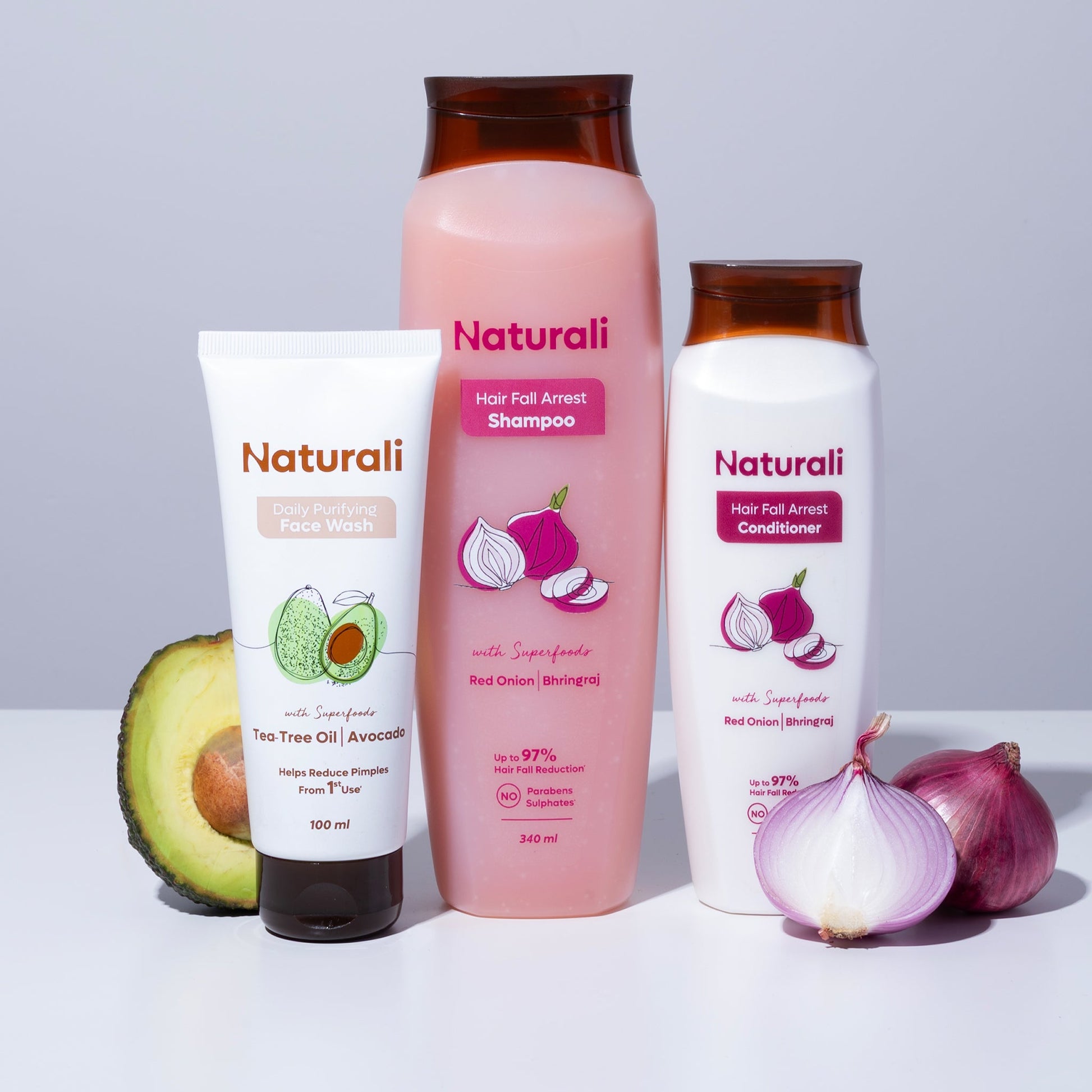 Naturali Hair Fall Arrest Shampoo + Hair Fall Arrest Conditioner + Daily Purifying Face Wash