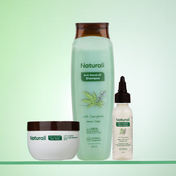 Naturali Super Hemp Combo - Anti-Dandruff Shampoo + Anti-Dandruff Hair Mask + Anti-Dandruff Scalp Serum