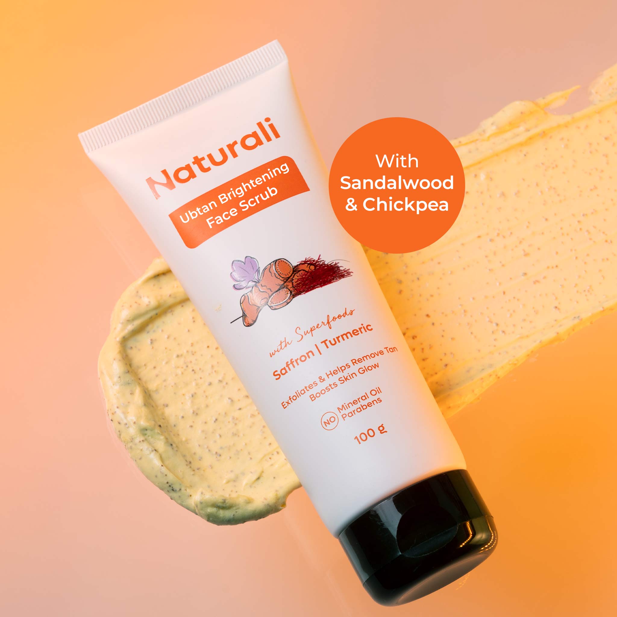 Naturali Ubtan Brightening Face Scrub With Saffron, Turmeric & Sandalwood