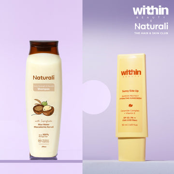 Naturali Daily Strength & Nourish Shampoo + Within Beauty Sunny Side Up SPF60 Sunscreen