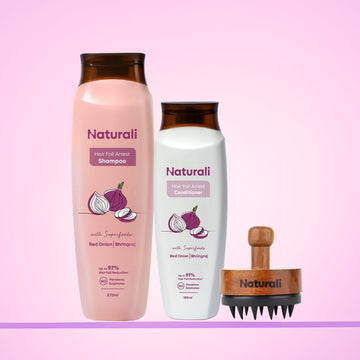 Naturali Hairfall Control Combo - Anti-Hairfall Shampoo + Hairfall Arrest Conditioner + Scalp Massager