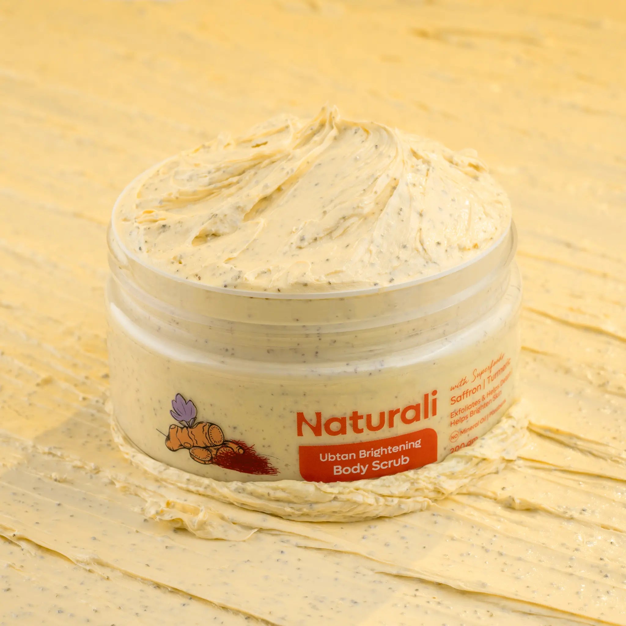 Naturali Ubtan Brightening Body Scrub With Saffron, Turmeric, Sandalwood Oil & Chickpeas