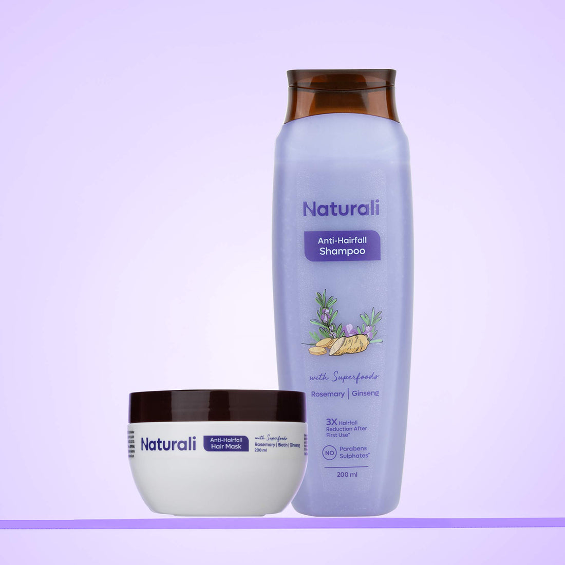 Naturali Rosemary Nourishment Combo - Anti-Hairfall Shampoo + Anti-Hairfall Hair Mask