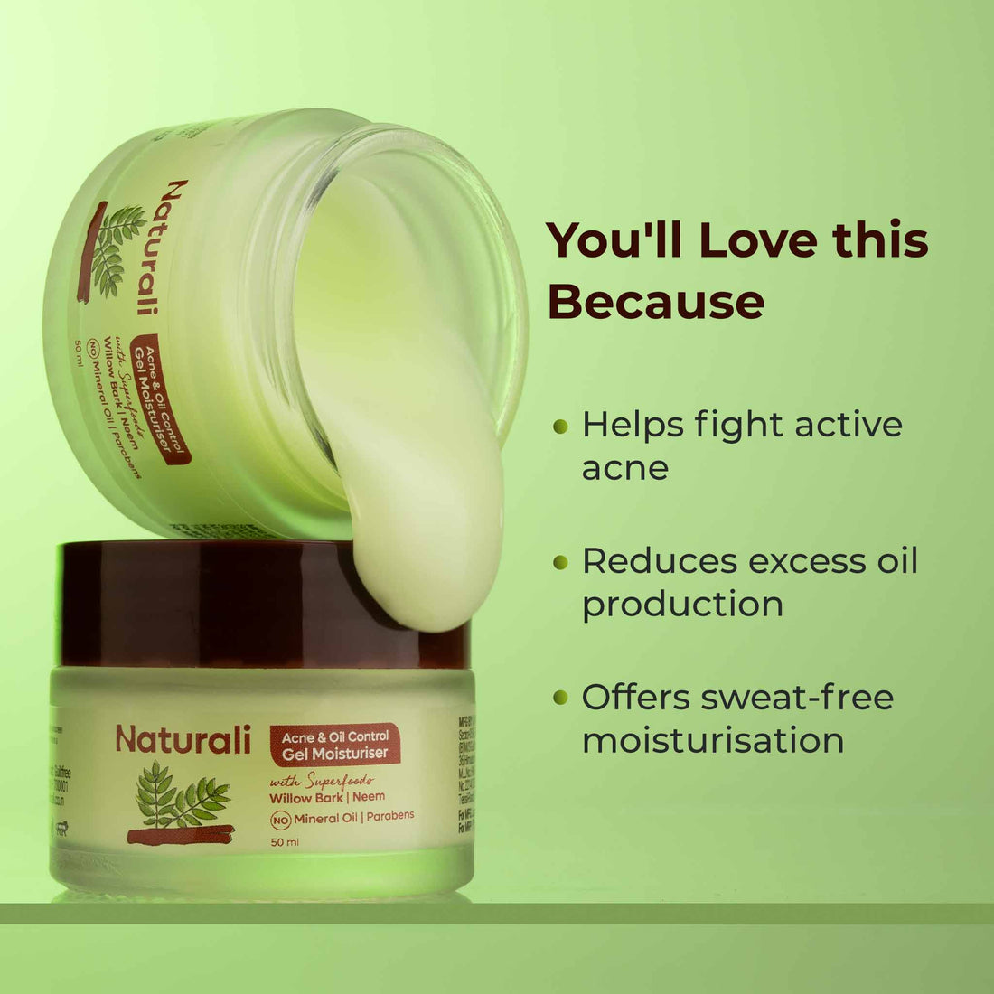 Naturali Acne & Oil Control Face Moisturiser With Willow Bark & Neem