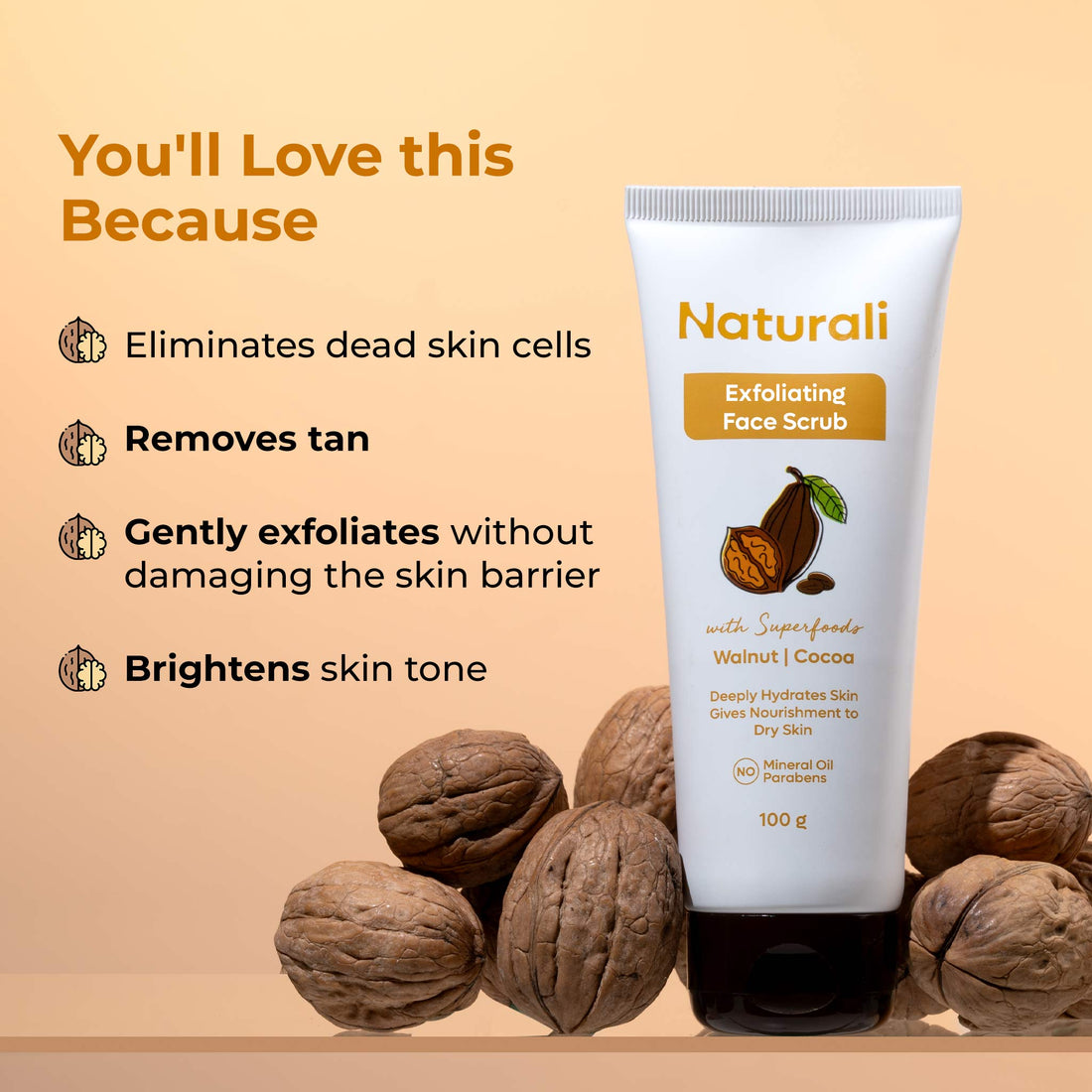 Naturali Exfoliating Face Scrub With Walnut, Cocoa Butter & Shea Butter