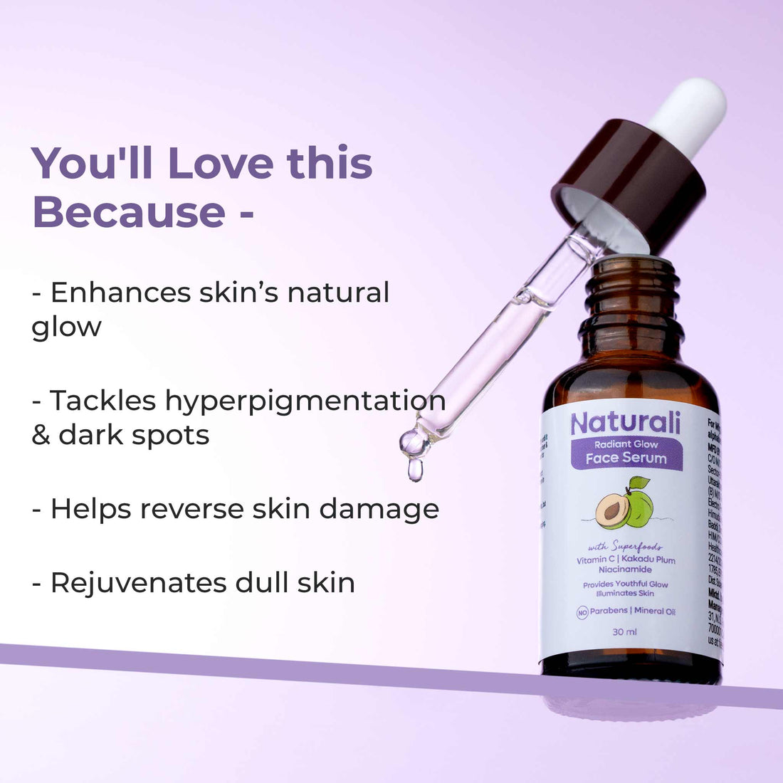 Naturali Radiant Glow Face Serum With Kakadu Plum, Vitamin C & Niacinamide