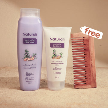 Naturali Anti-Hairfall Essentials  - Shampoo +  Conditioner + Wooden comb