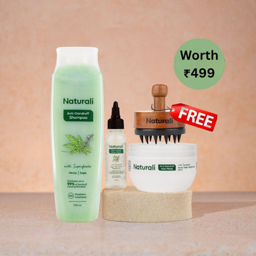 Naturali Anti-Dandruff Total Care Routine - Shampoo + Hair Mask + Scalp Serum + Scalp Massager (Hemp Range)