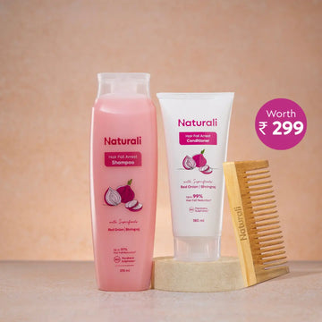 Naturali Hairfall Arrest Shampoo + Hairfall Arrest Conditioner + Organic Wooden Neem Comb
