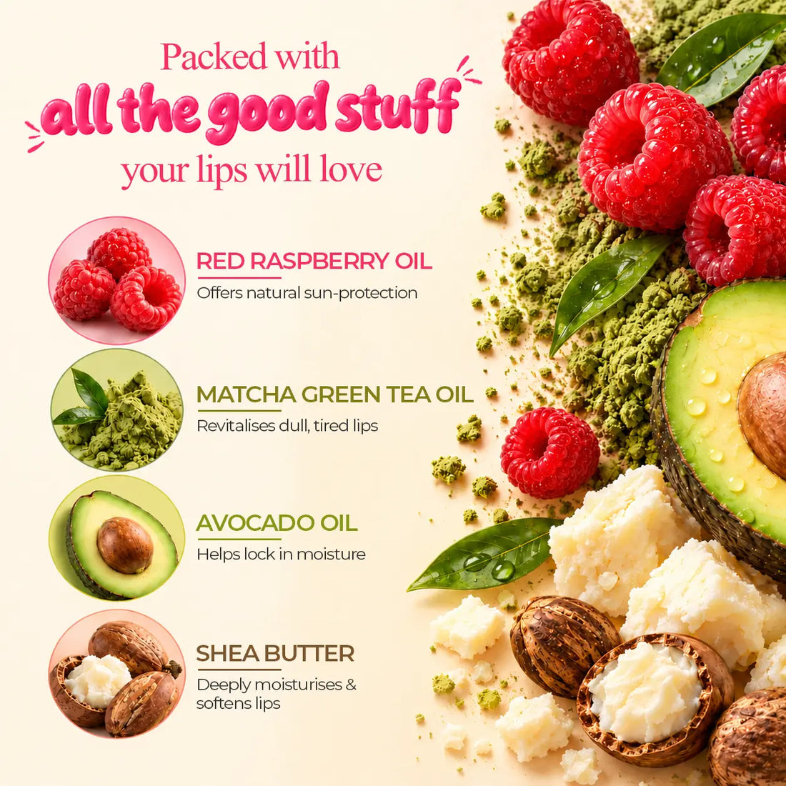 Naturali Raspberry Matcha Lip Plumping Gloss
