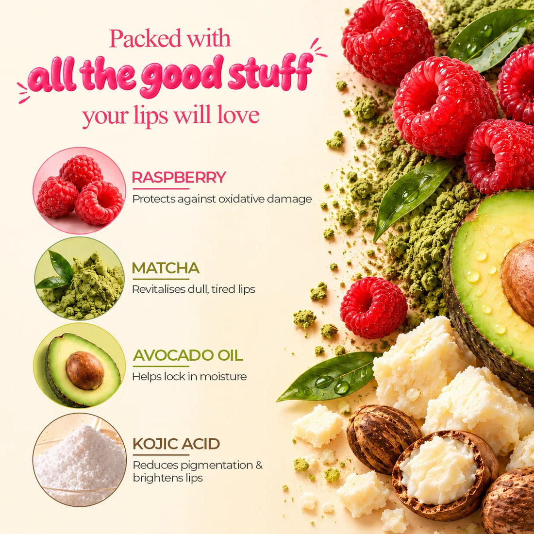 Naturali Raspberry Matcha Lip Mask