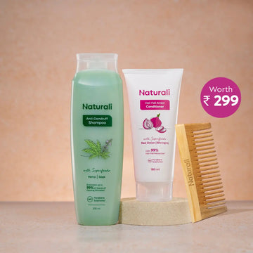 Naturali Anti-Dandruff Shampoo + Hairfall Arrest Conditioner + Wooden Neem Comb
