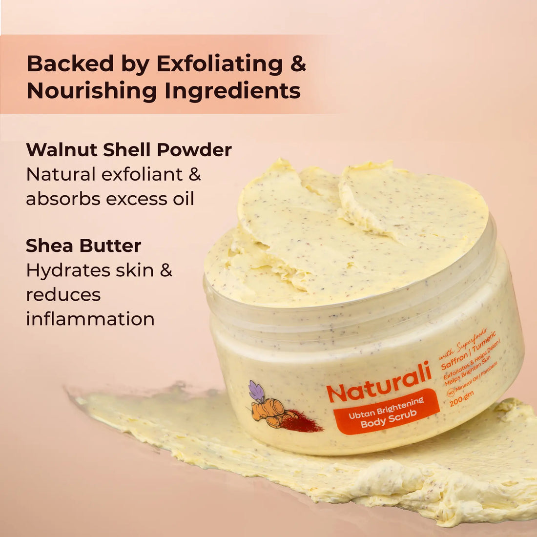 Naturali Ubtan Brightening Body Scrub With Saffron, Turmeric, Sandalwood Oil & Chickpeas