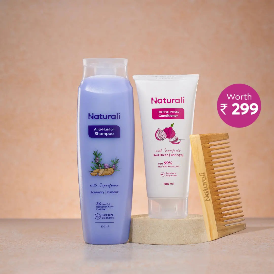 Naturali Anti-Hairfall Shampoo + Hairfall Arrest Conditioner + Wooden Neem Comb