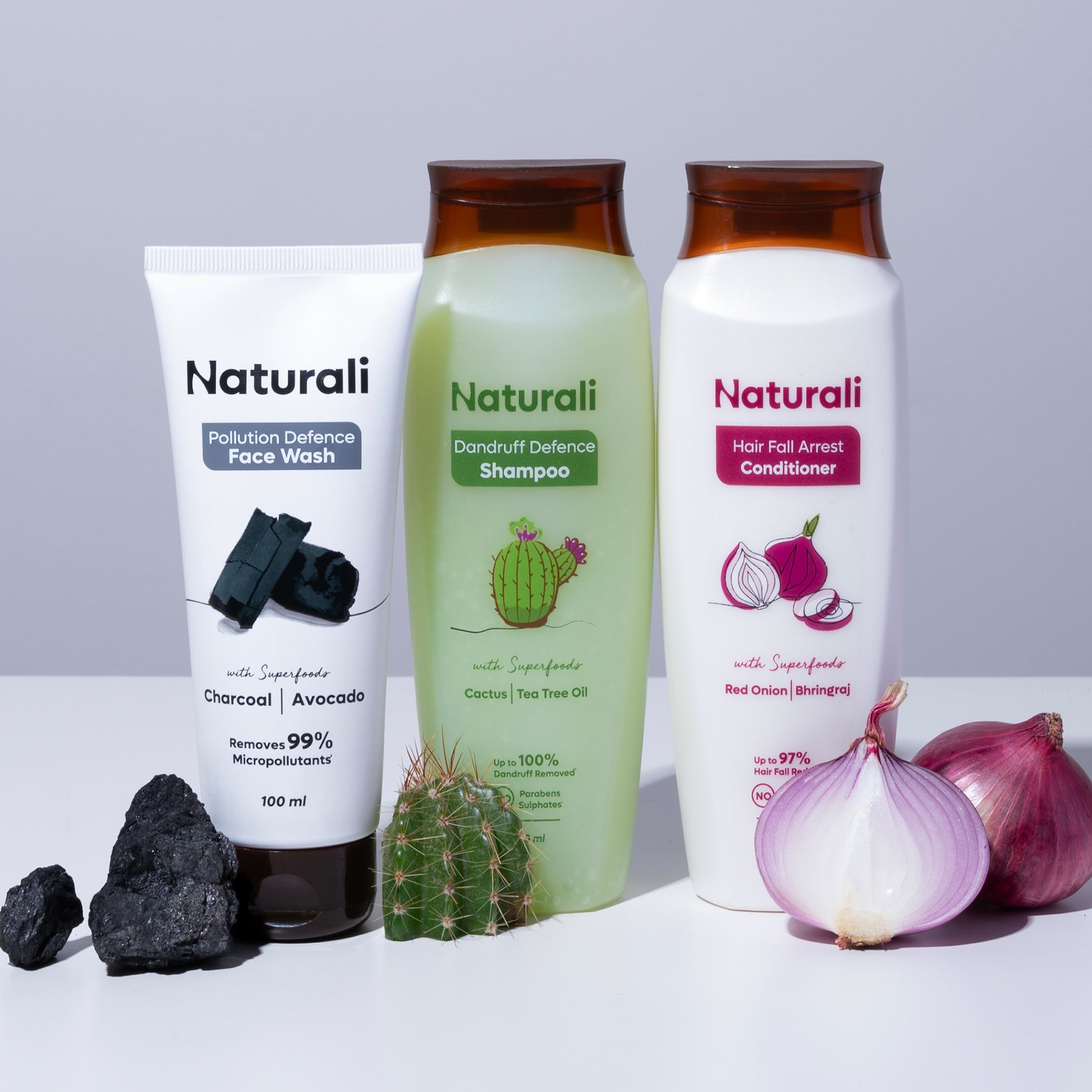 Naturali Dandruff Defence Shampoo + Hair Fall Arrest Conditioner + Pollution Defence Facewash