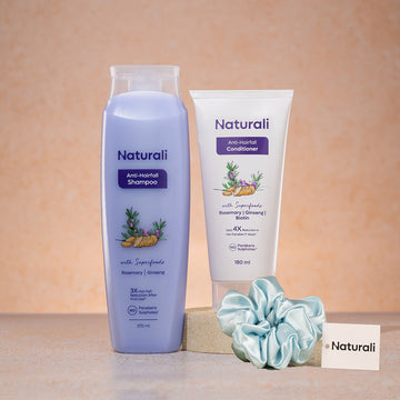 Naturali Anti-Hairfall Shampoo + Anti-Hairfall Conditioner + Scrunchie