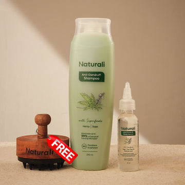 Naturali Anti-Dandruff Shampoo +Anti-Dandruff Scalp Serum + Scalp Massager