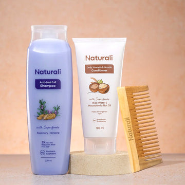 Naturali Anti-Hairfall Shampoo + Strength & Nourish Conditioner + Comb
