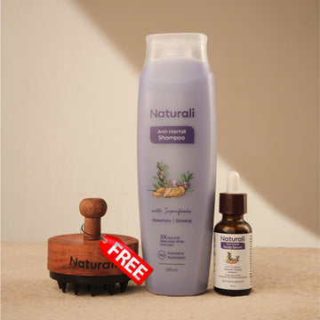 Naturali Anti - Hairfall Shampoo + Anti - Hairfall Scalp Serum + Scalp Massager