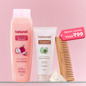 Naturali Hairfall Arrest Shampoo + Damage Repair Conditioner + Neem Comb