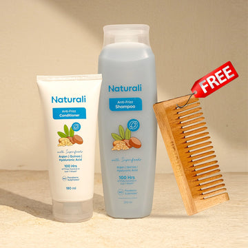 Naturali Anti-Frizz Shampoo + Conditioner + Wooden Comb