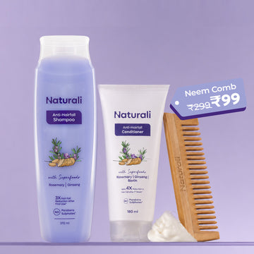 Naturali Anti-Hairfall Essentials - Shampoo +  Conditioner + Neem comb