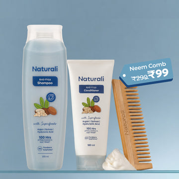 Naturali Anti-Frizz Shampoo + Anti-Frizz Conditioner + Neem Comb