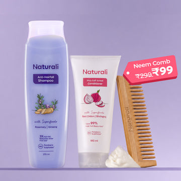 Naturali Anti-Hairfall Shampoo + Hairfall Arrest Conditioner + Neem Comb