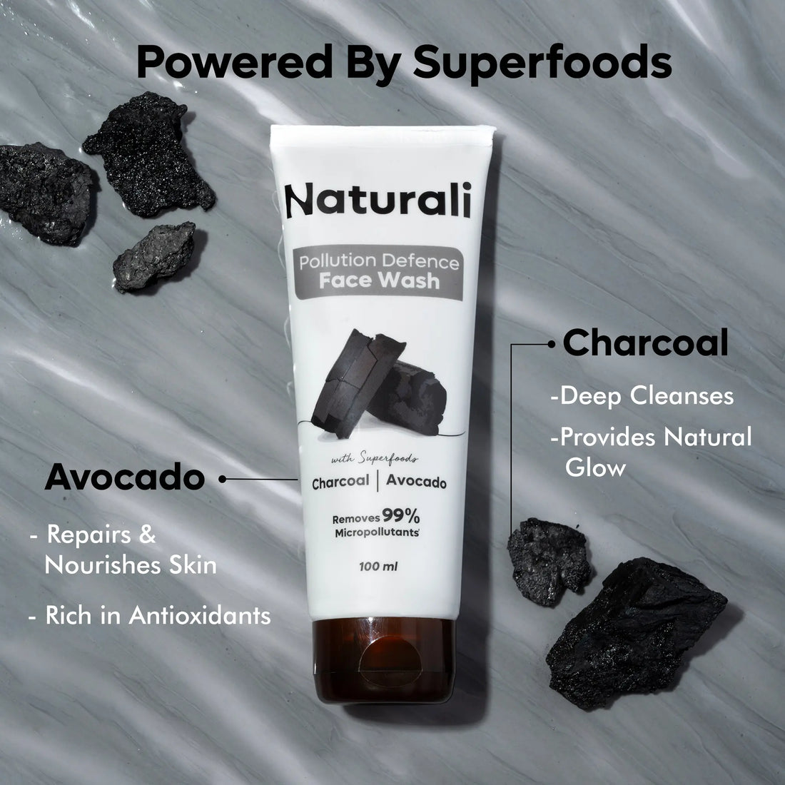 Naturali Pollution Defence Detox Facewash with Charcoal and Avocado