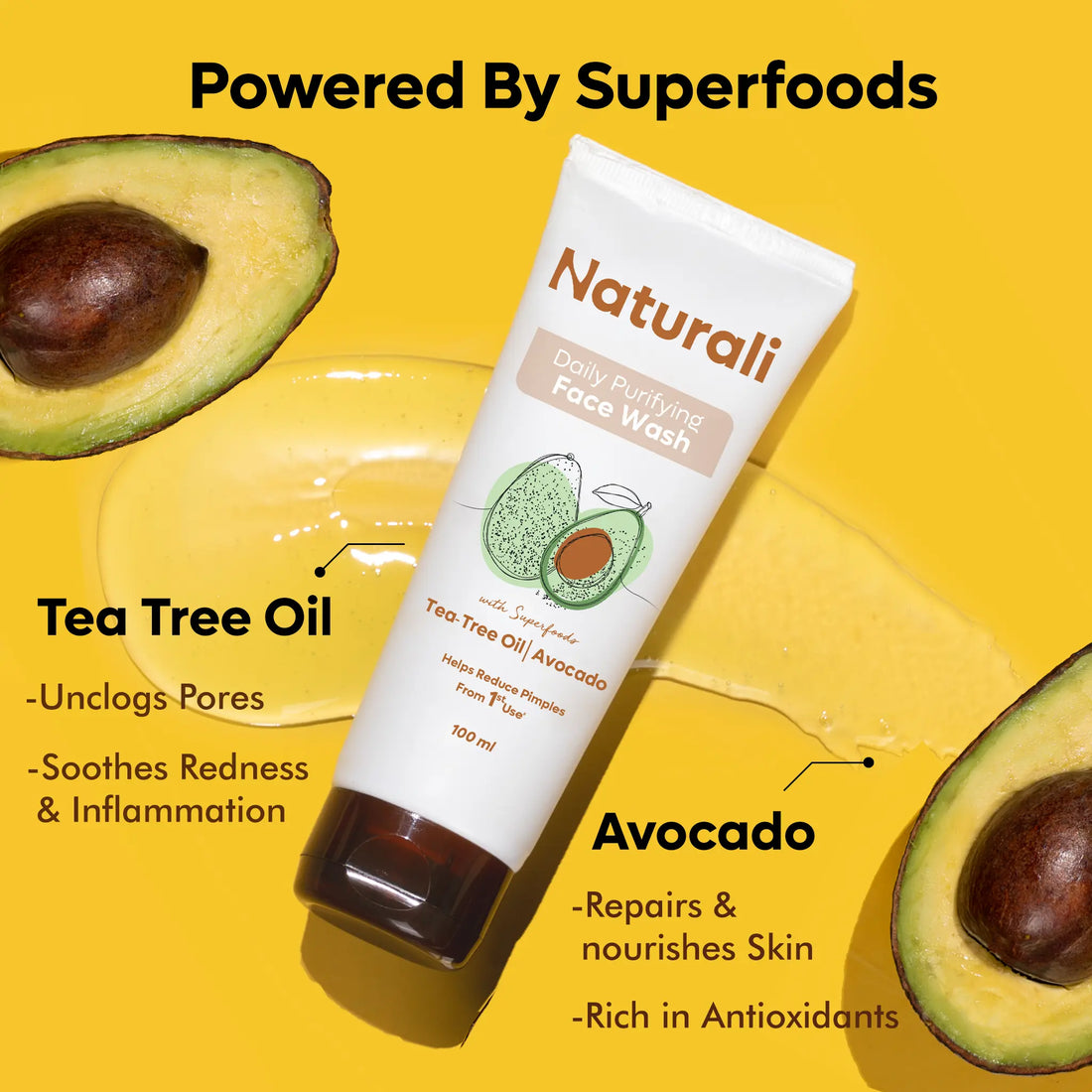 Naturali Daily Purifying Face Wash with Avocado and Tea Tree Oil