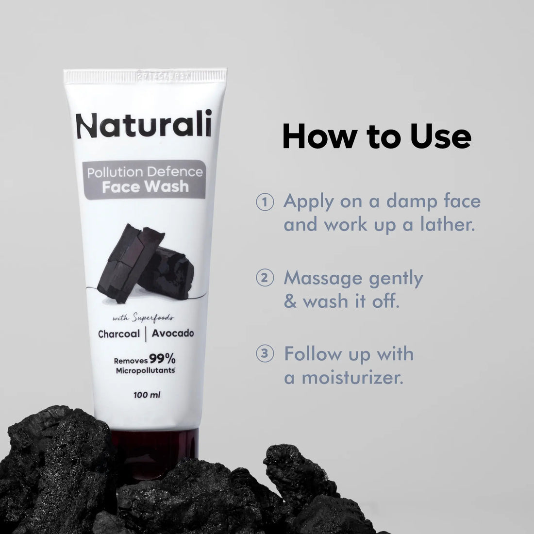 Naturali Pollution Defence Detox Facewash with Charcoal and Avocado