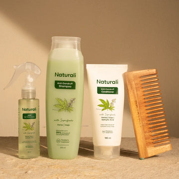 Naturali Anti-Dandruff Shampoo + Conditioner + Dandruff Hair spray + comb