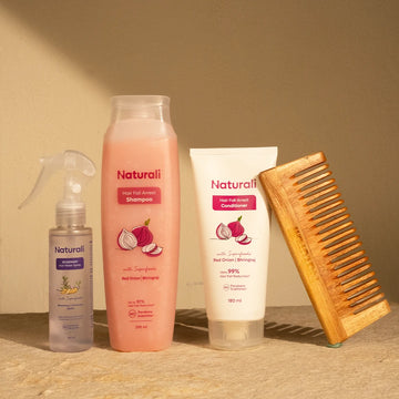 Naturali Hair Fall Arrest Shampoo + Conditioner + Rosemary Hair spray + comb