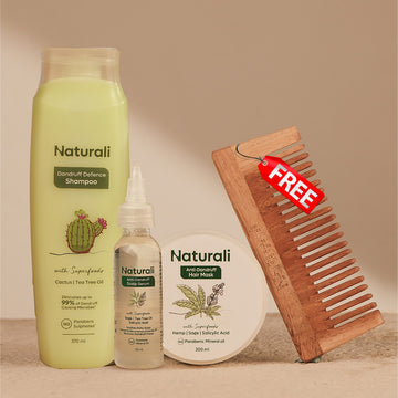 Dandruff Defence Shampoo + Anti-Dandruff Hair Mask + Scalp Serum + Wooden Comb