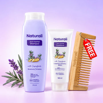 Naturali Anti-Hairfall Essentials  - Shampoo +  Conditioner + Wooden comb