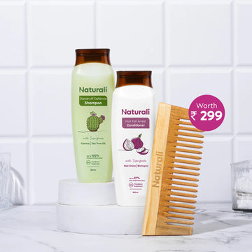 Naturali Dandruff Defence Shampoo + HairFall Arrest Conditioner + Organic Wooden Neem Comb