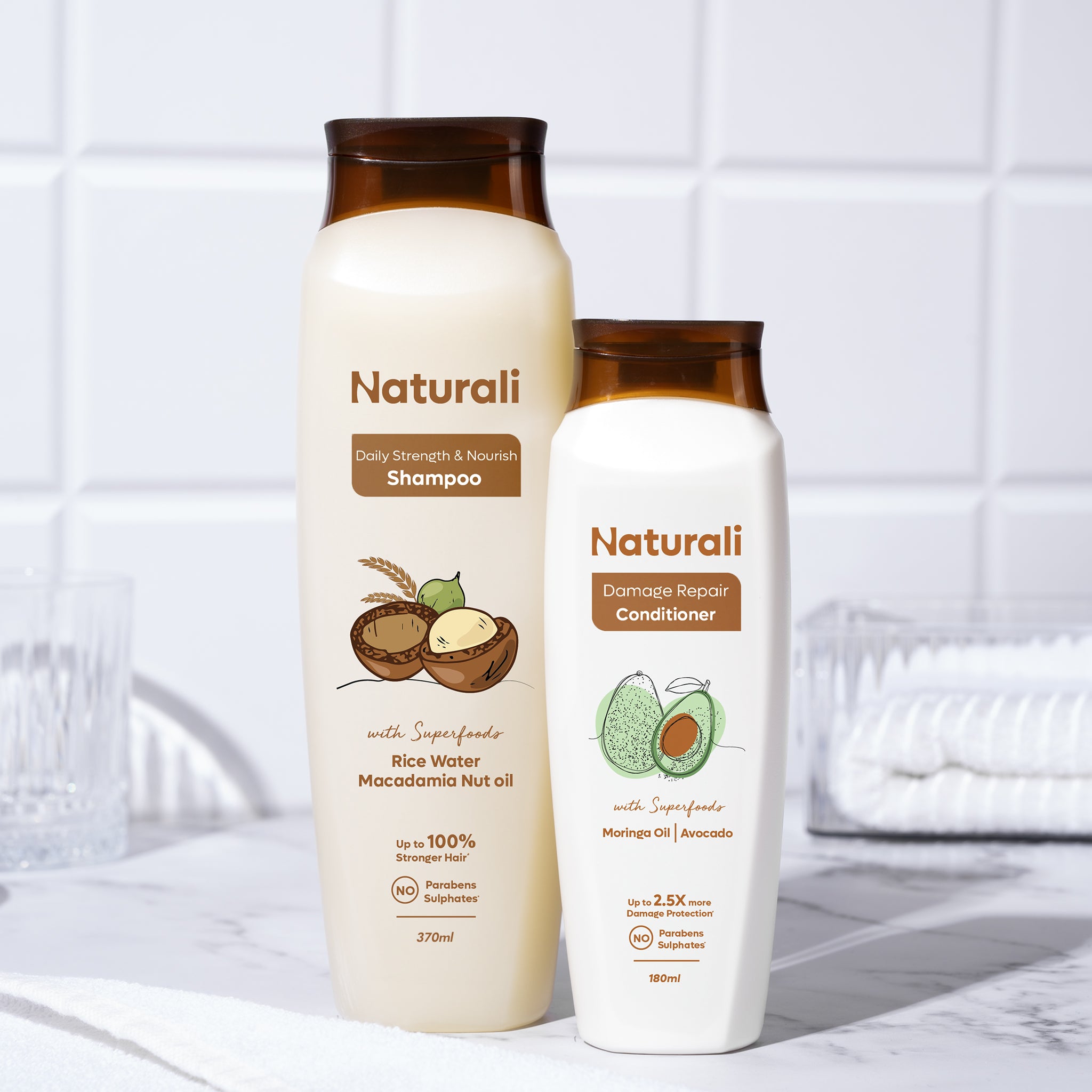 Naturali Daily Strength & Nourish Shampoo 340ml + Damage Repair Conditioner 180ml