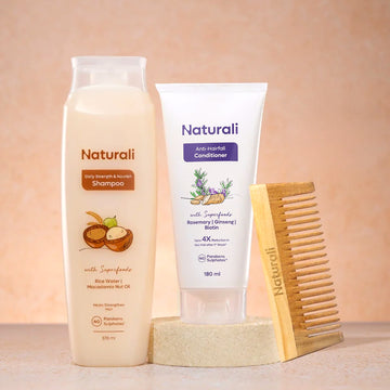 Naturali Daily Strength and Nourish Shampoo + Anti - Hairfall Conditioner + Comb