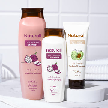 Naturali Hair Fall Arrest Shampoo + Hair Fall Arrest Conditioner + Daily Purifying Face Wash