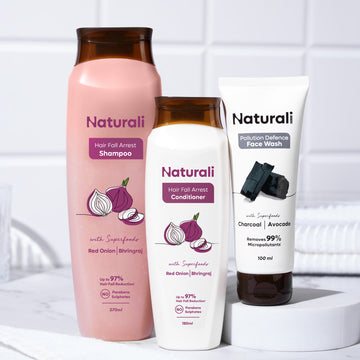 Naturali Hair Fall Arrest Shampoo + Hair Fall Arrest Conditioner + Pollution Defence Facewash