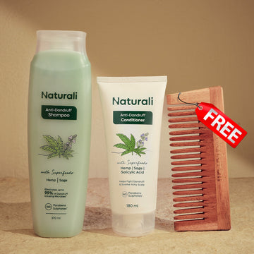 Naturali Anti-Dandruff Shampoo + Conditioner + Wooden Comb
