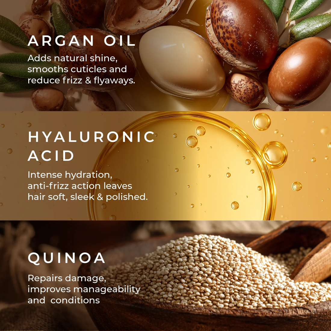 Anti Frizz Hair Serum with Argan Oil, Quinoa, and Hyaluronic Acid