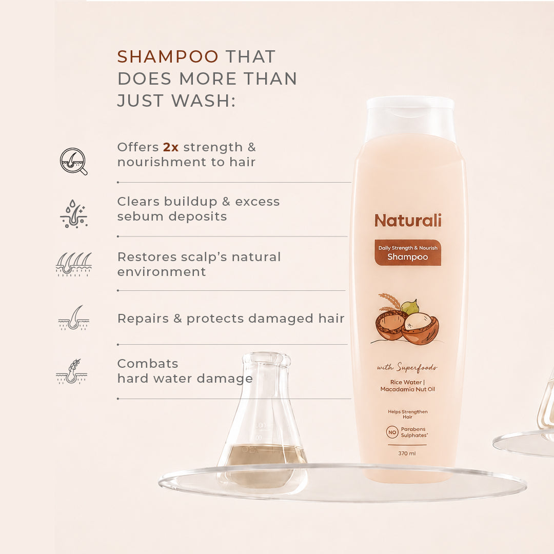 Naturali Daily Strength & Nourish Shampoo with Rice Water For Frizz Control & Shine